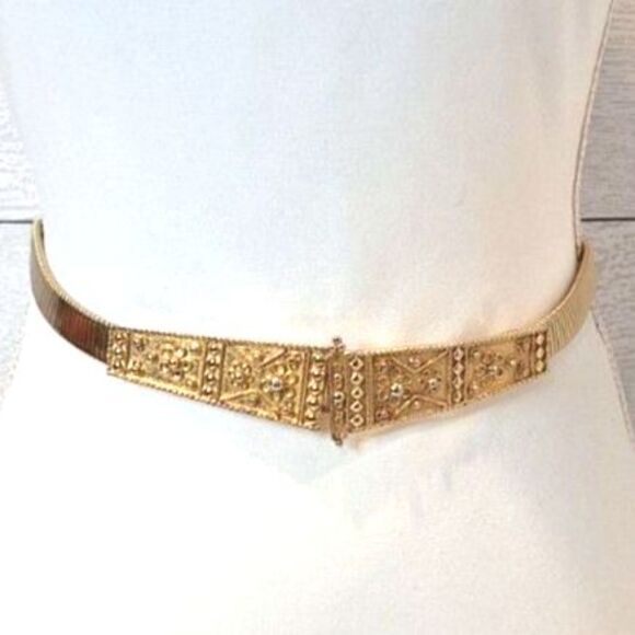 Accessocraft N.Y.C. Stretch Belt Gold Tone Vintage Size Small - Picture 1 of 7